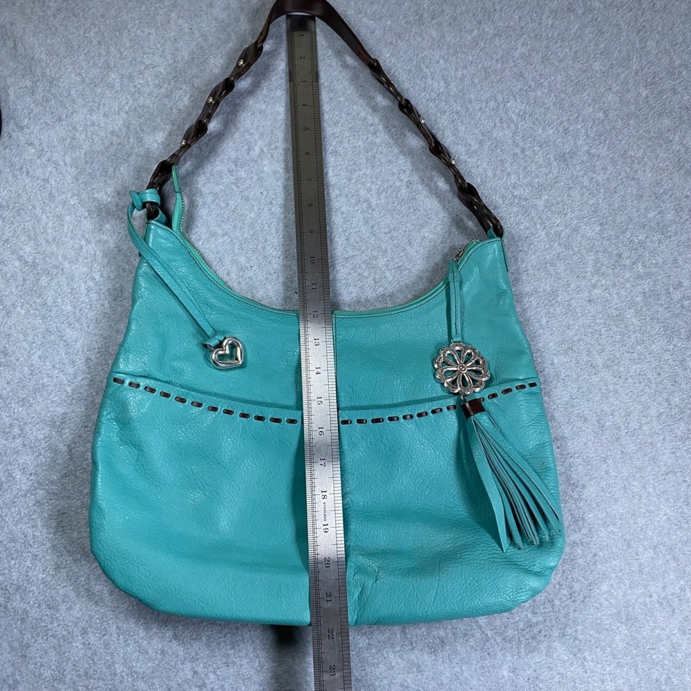 Brighton Kodiak Shoulder Bag Women Turquoise‎ Leather Tassel Floral Charm - Picture 16 of 16